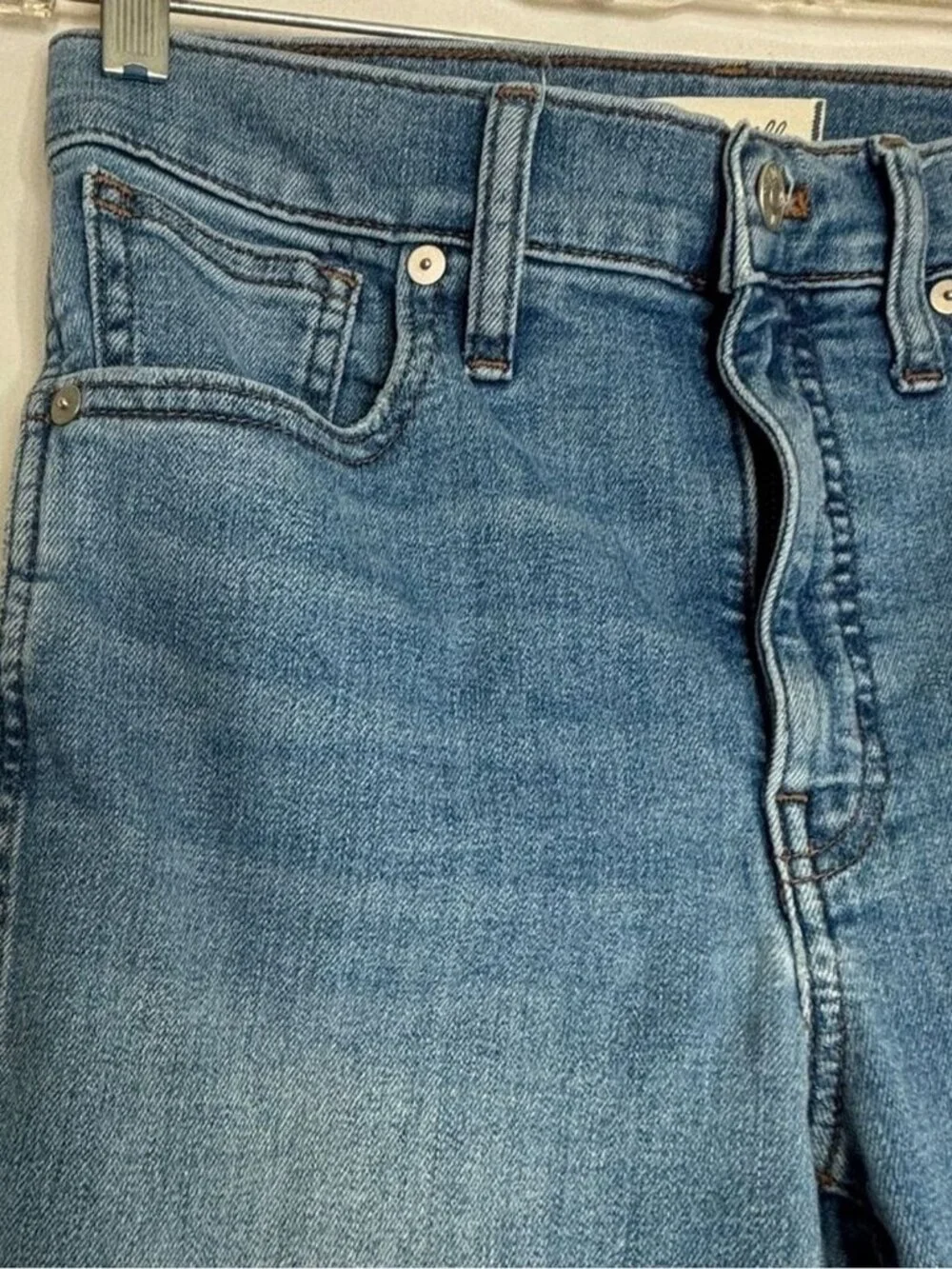 Madewell 10" High-Rise Skinny Jeans Sz 27 Raw-Hem Light Wash - Picture 7 of 10